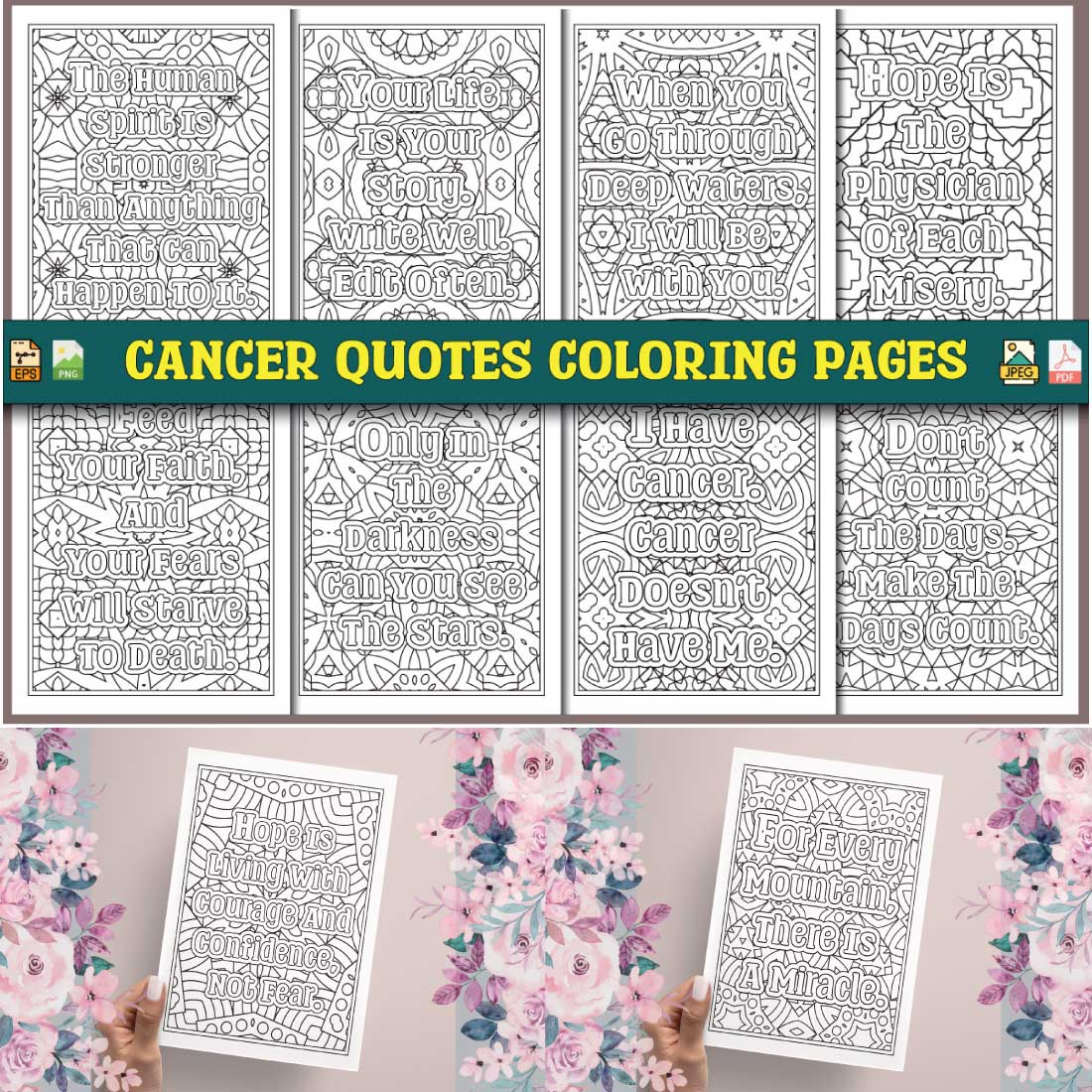 Cancer Quotes Coloring Pages cover image.