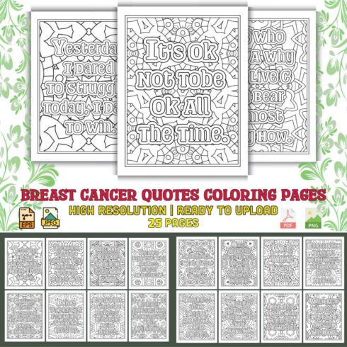 Breast Cancer Quotes Coloring Pages cover image.