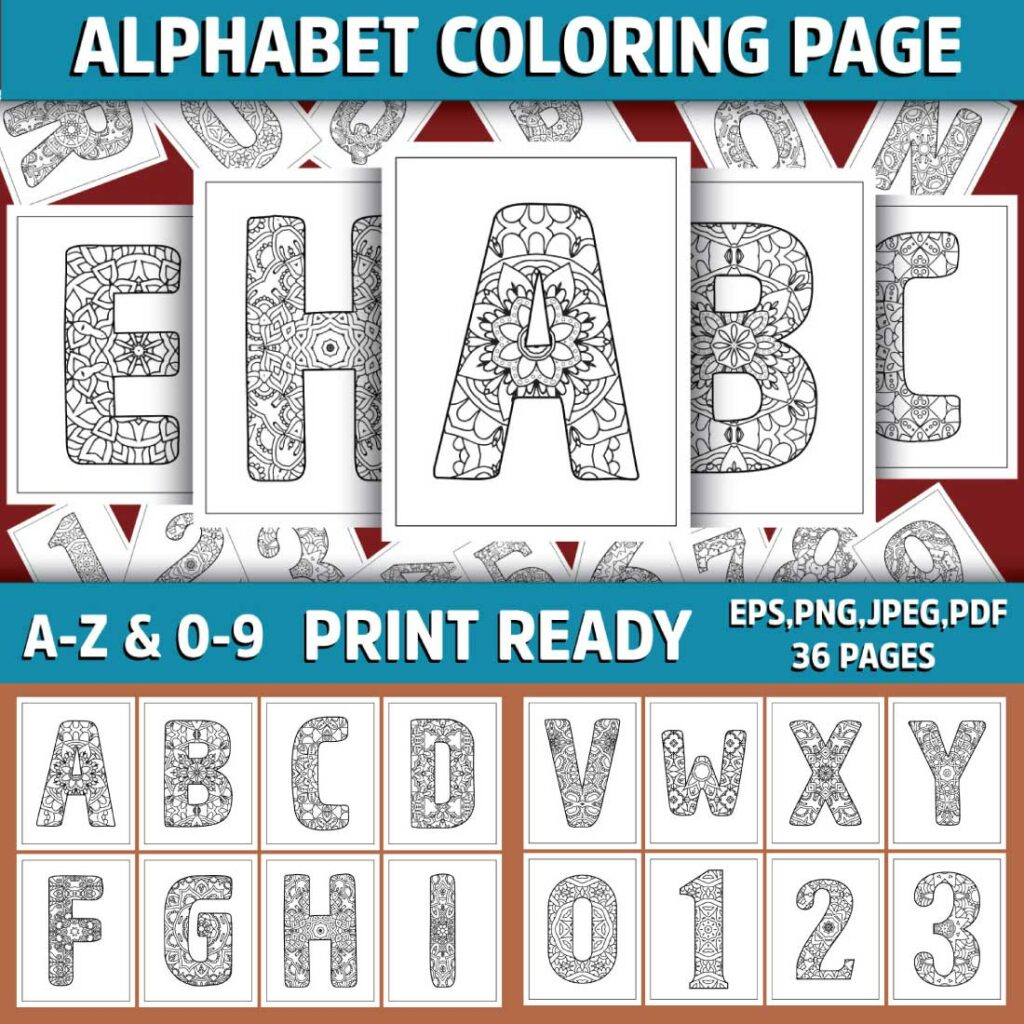 Alphabet Letter & Number Coloring Pages Bundle - MasterBundles
