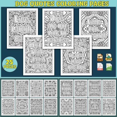 Dog Quotes Coloring Pages for Adults KDP cover image.