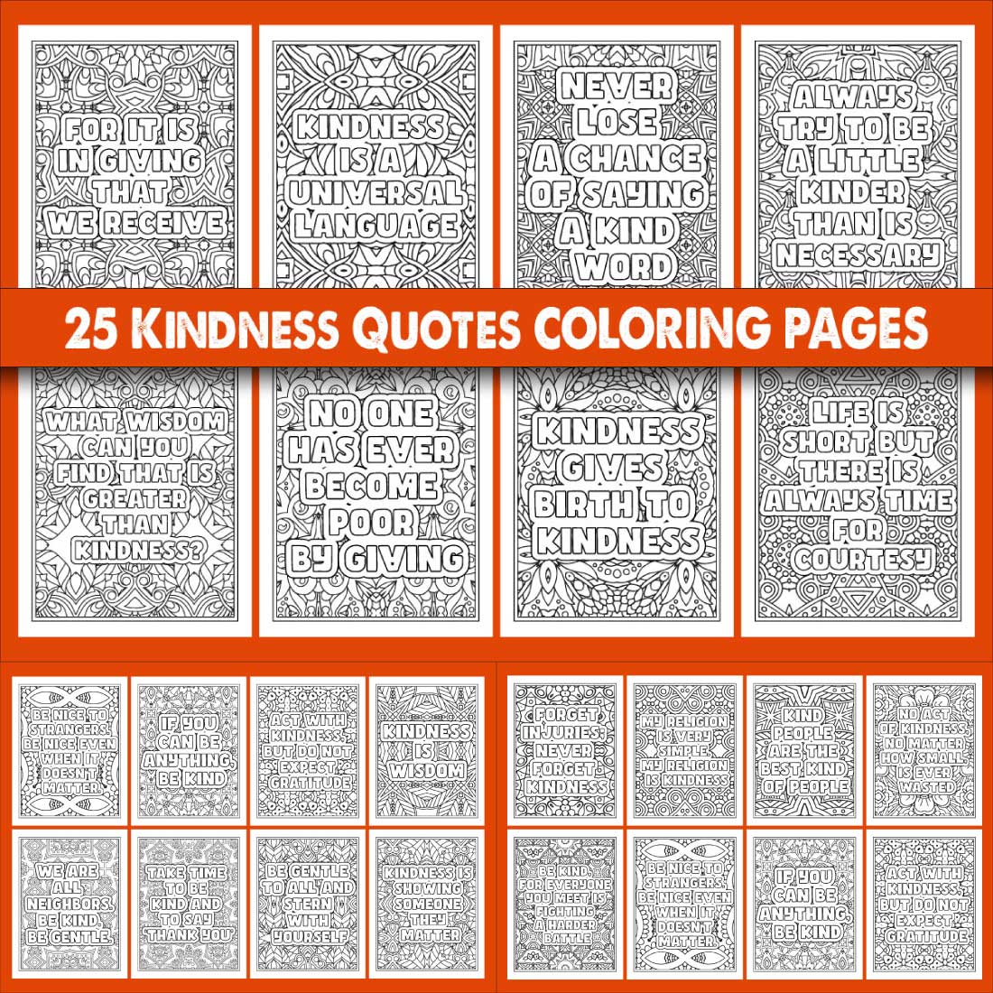 Kindness Quotes Coloring Page cover image.