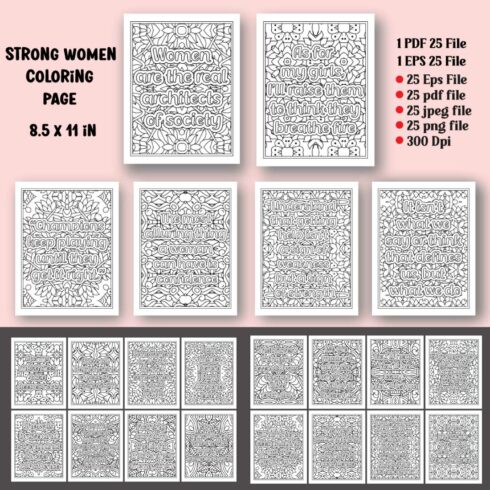 Strong Women Quotes Coloring Page for Adults KDP cover image.