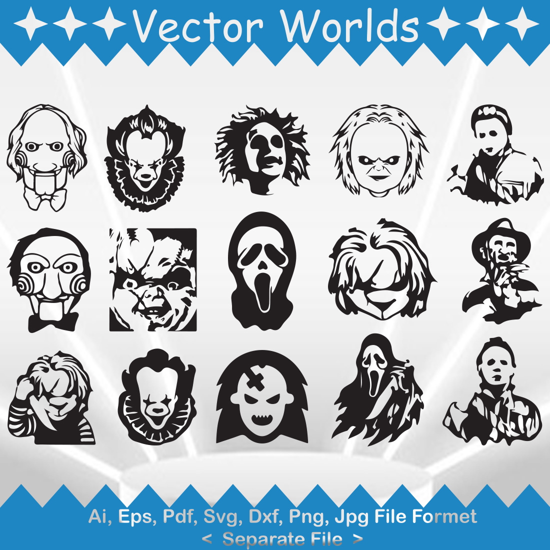 Horror Movie Villain SVG Vector Design cover image.