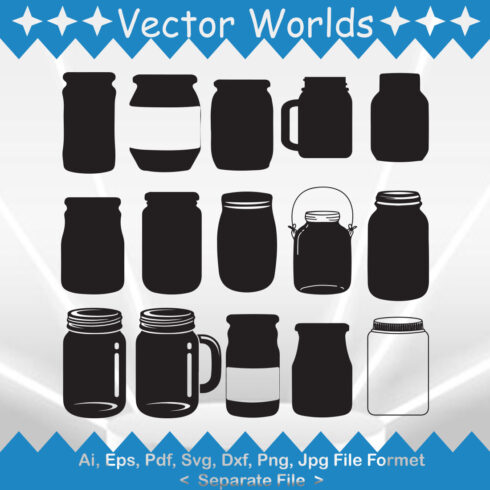 Mason Jars SVG Vector Design cover image.