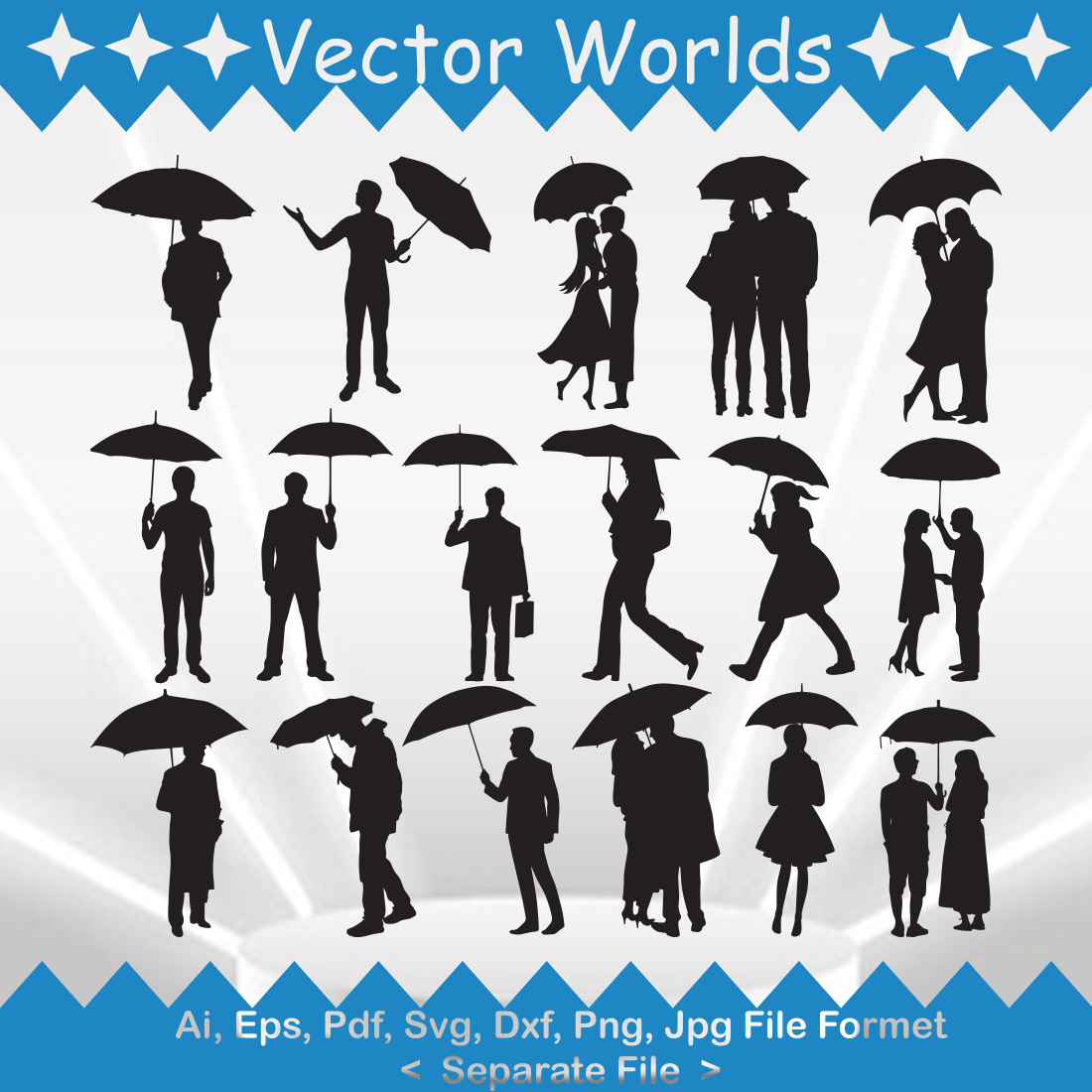 People With Umbrella SVG Vector Design cover image.