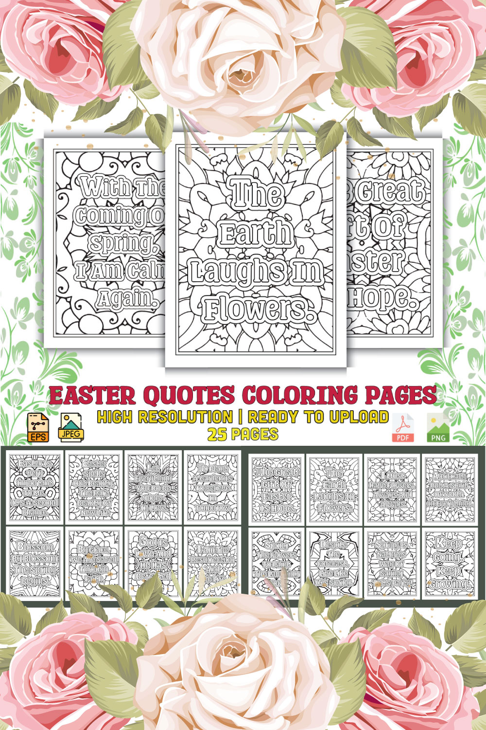 Easter Quotes Coloring Pages pinterest preview image.