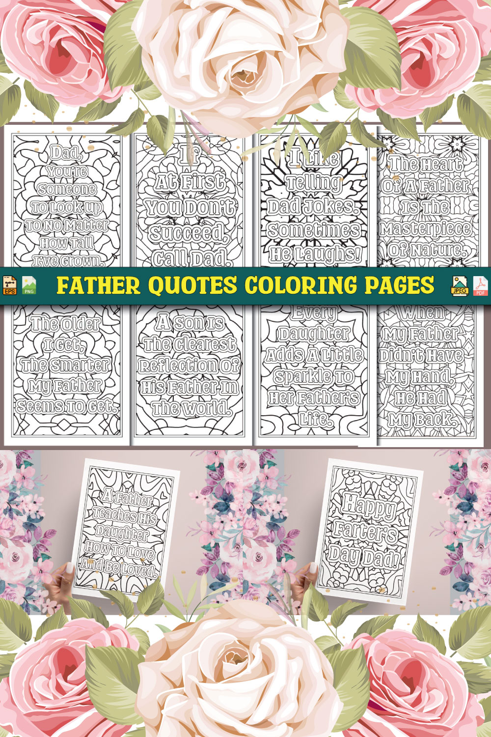 Father Quotes Coloring Pages pinterest preview image.