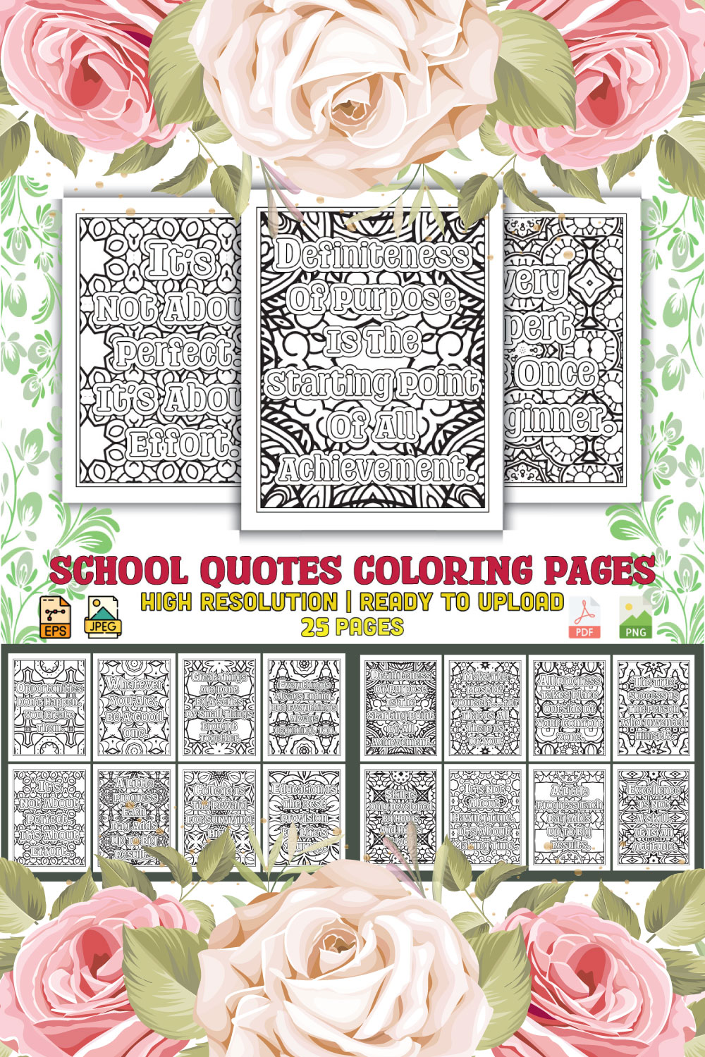School Quotes Coloring Pages pinterest preview image.