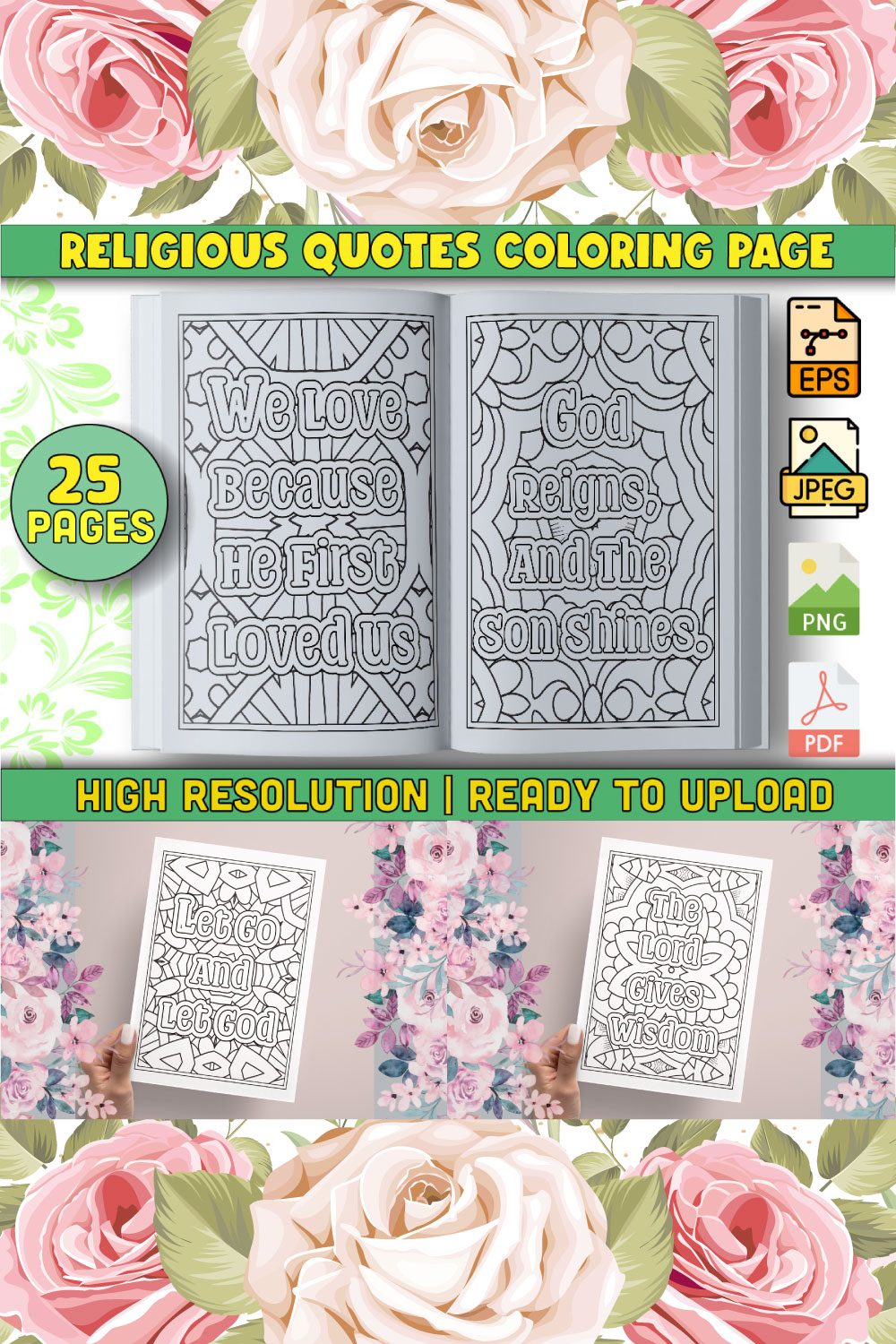 Religious Quotes Coloring Pages pinterest preview image.