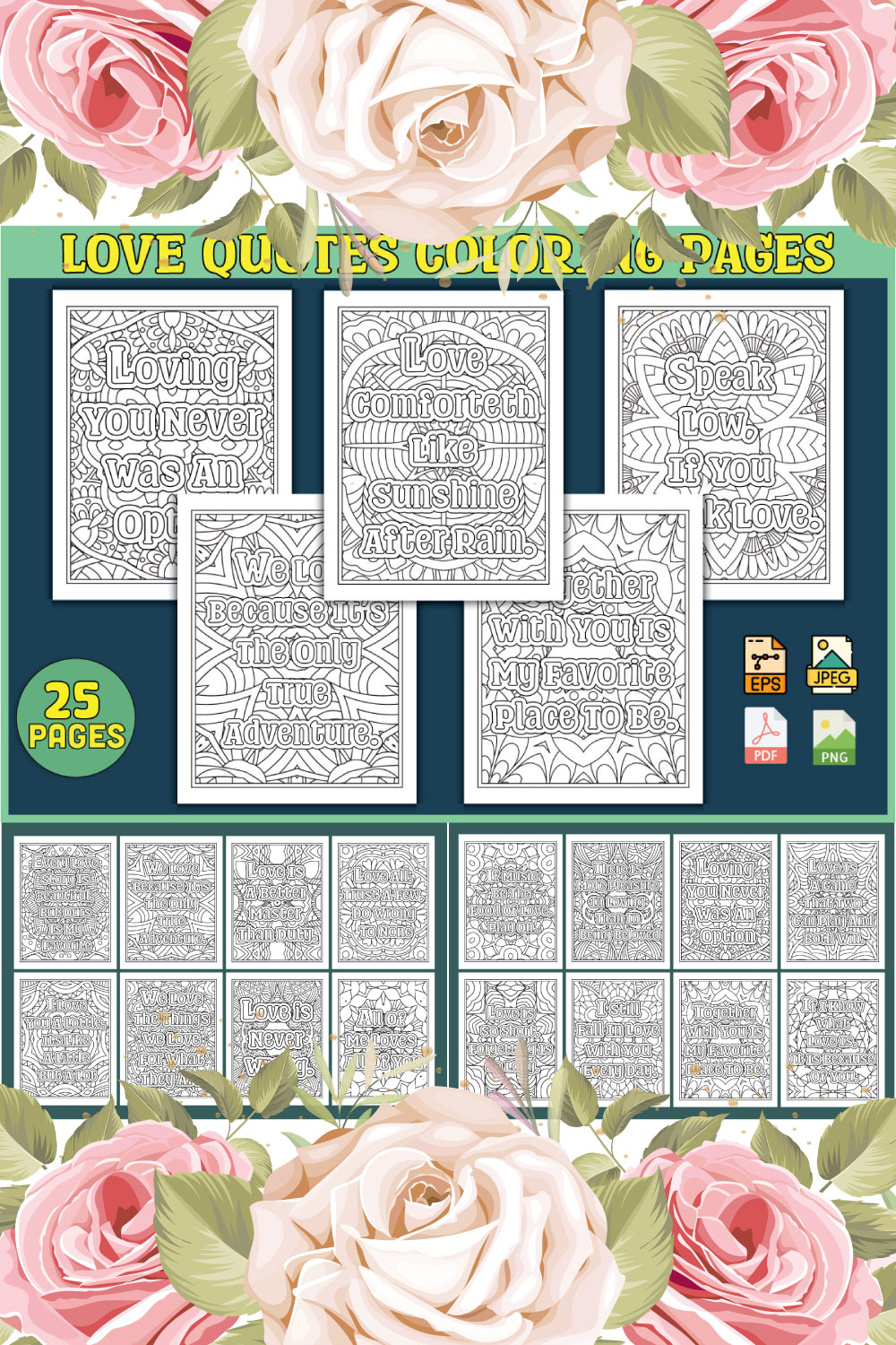 Love Quotes Coloring Pages pinterest preview image.
