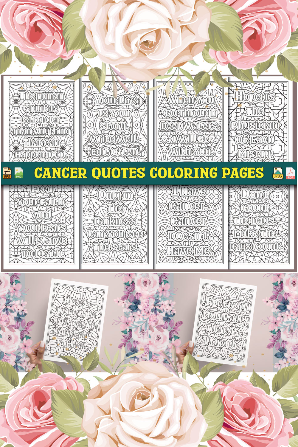 Cancer Quotes Coloring Pages pinterest preview image.