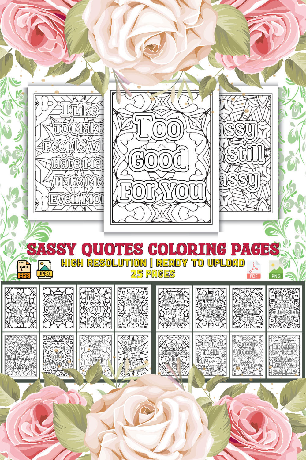 Sassy Quotes Coloring Pages pinterest preview image.