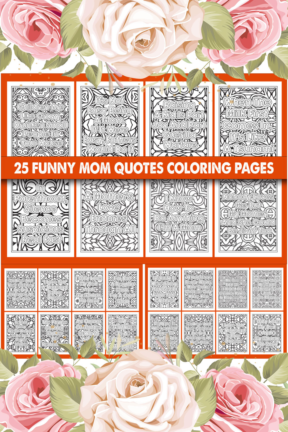 Funny Mom Quotes Coloring Page pinterest preview image.