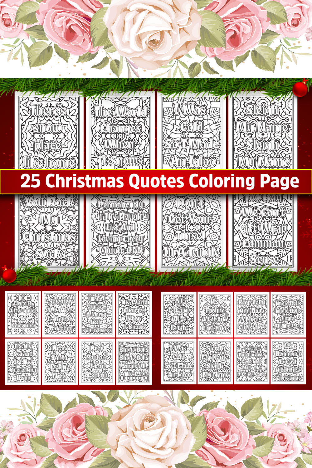 Christmas Quotes Coloring Page pinterest preview image.