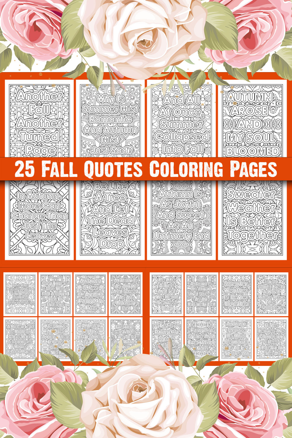 Fall Quotes Coloring Page pinterest preview image.