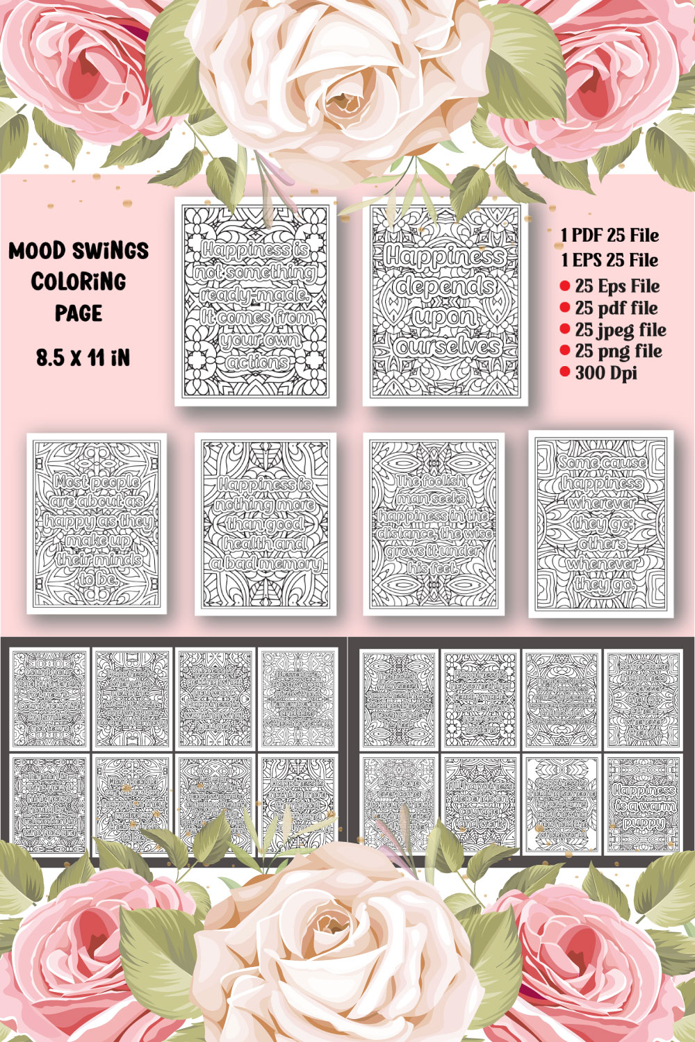 Mood Swings Quotes Coloring Page pinterest preview image.