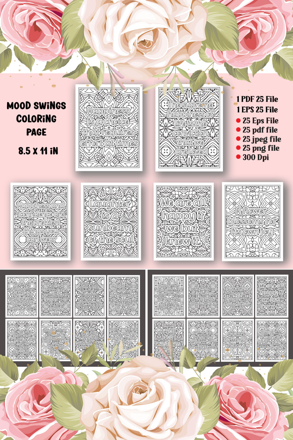 Mood Swings Quotes Coloring Page pinterest preview image.