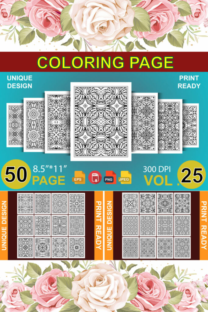 50 Adult Coloring Book Page KDP Design - MasterBundles