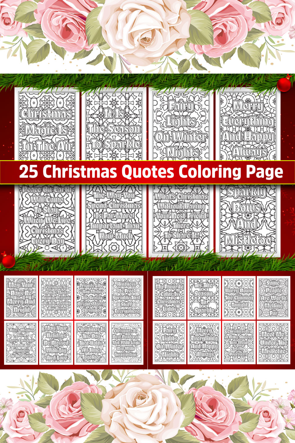 Christmas Quotes Coloring Page pinterest preview image.