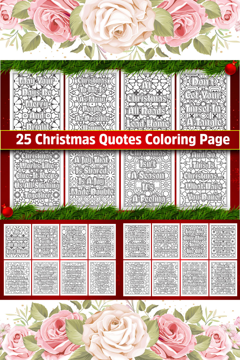 Christmas Quotes Coloring Page pinterest preview image.