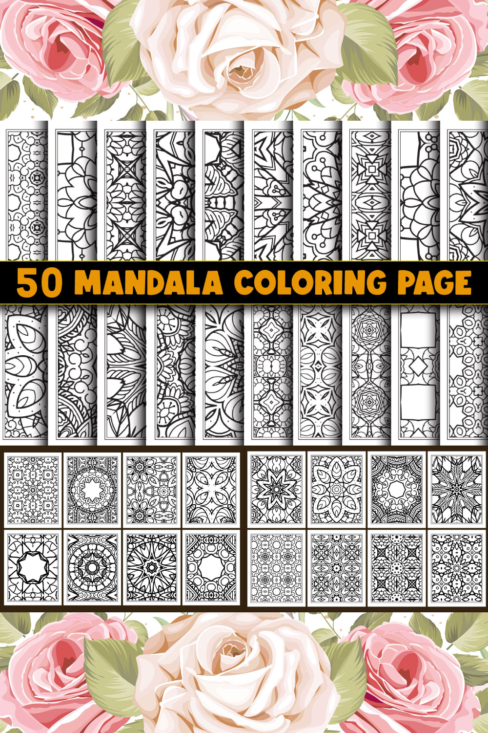 50 Coloring Page Bundle for KDP Interior pinterest preview image.