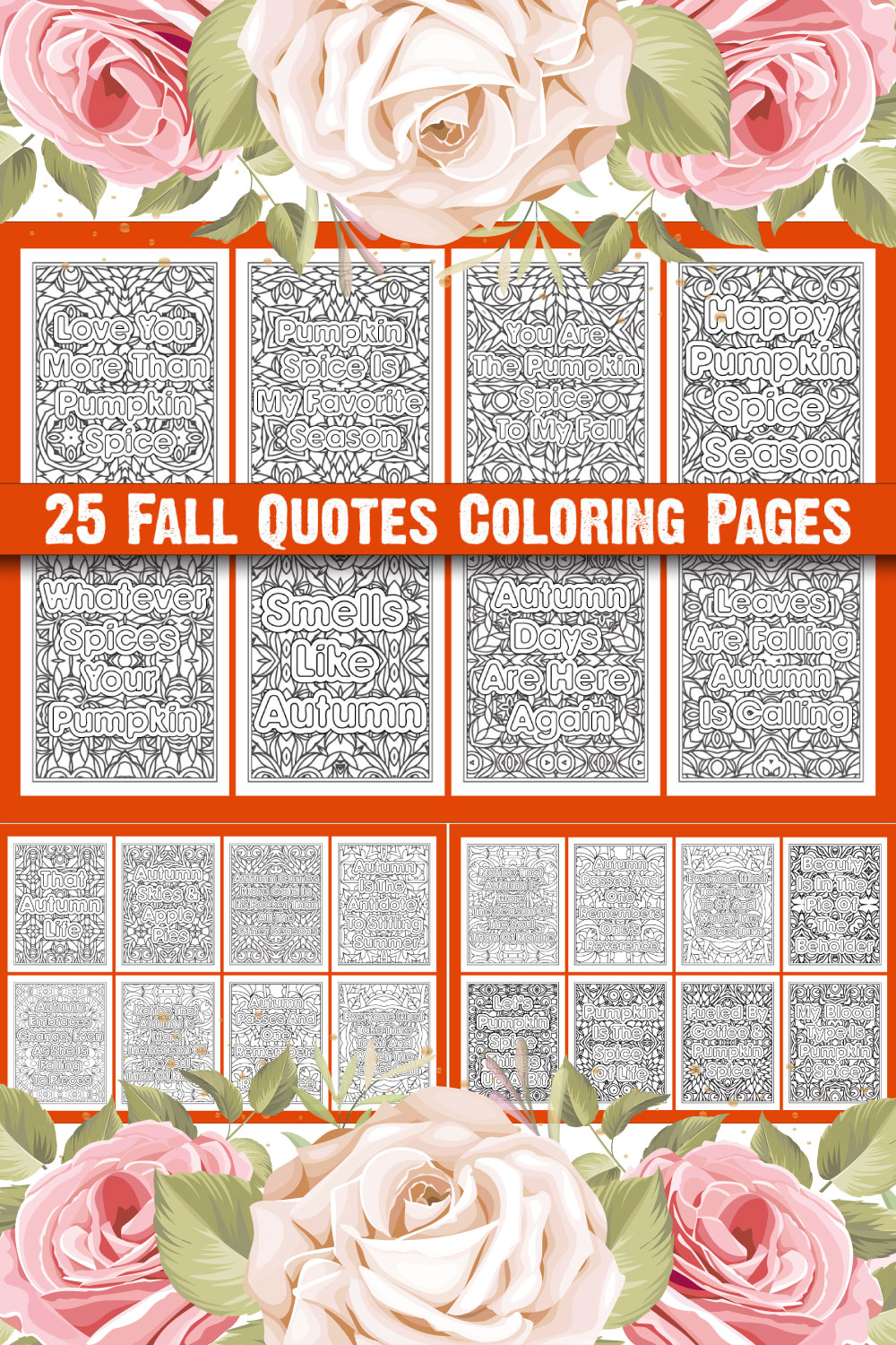 Fall Quotes Coloring Page pinterest preview image.