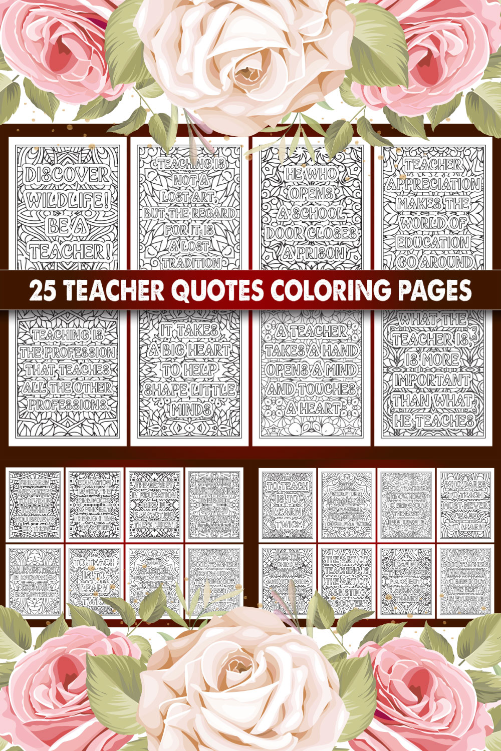 Teachers Quotes Coloring Page pinterest preview image.