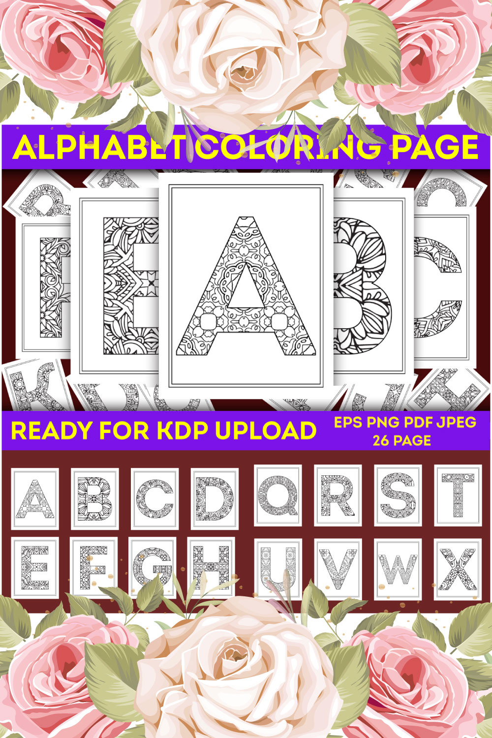 Alphabet Letter & Number Coloring Pages Bundle pinterest preview image.