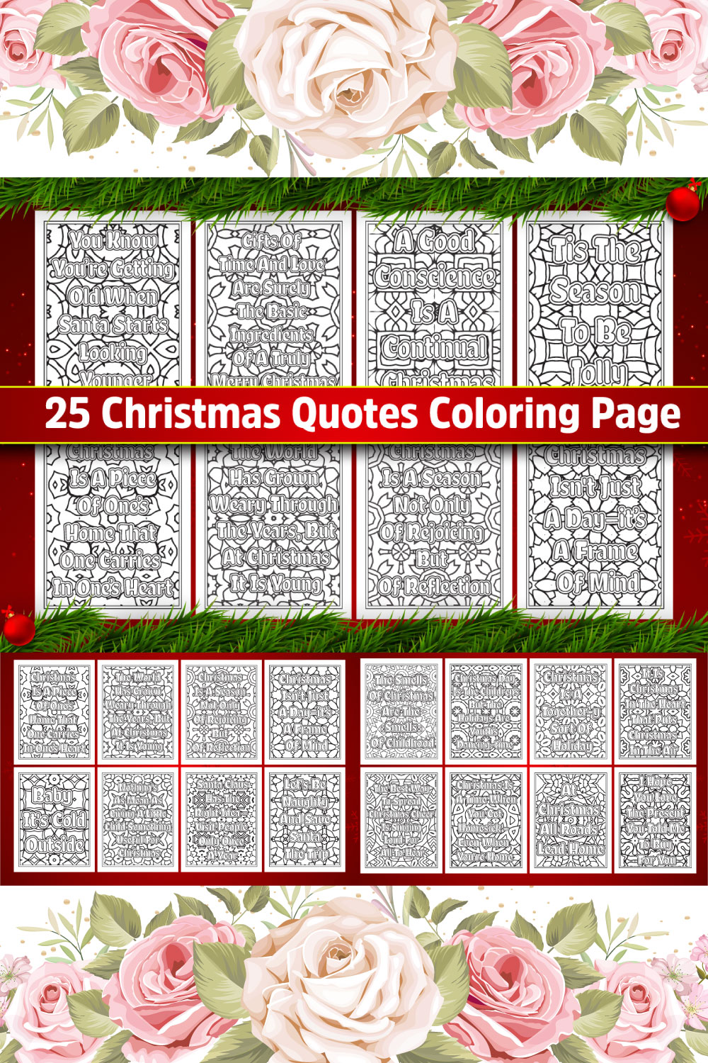 Christmas Quotes Coloring Page pinterest preview image.