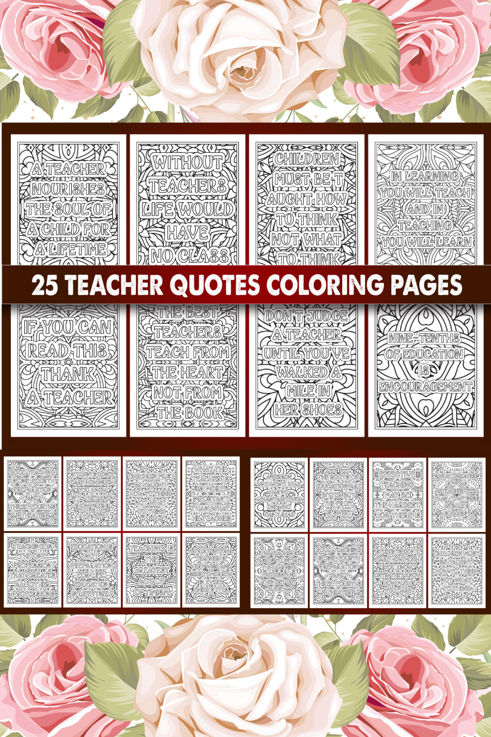 Teachers Quotes Coloring Page pinterest preview image.