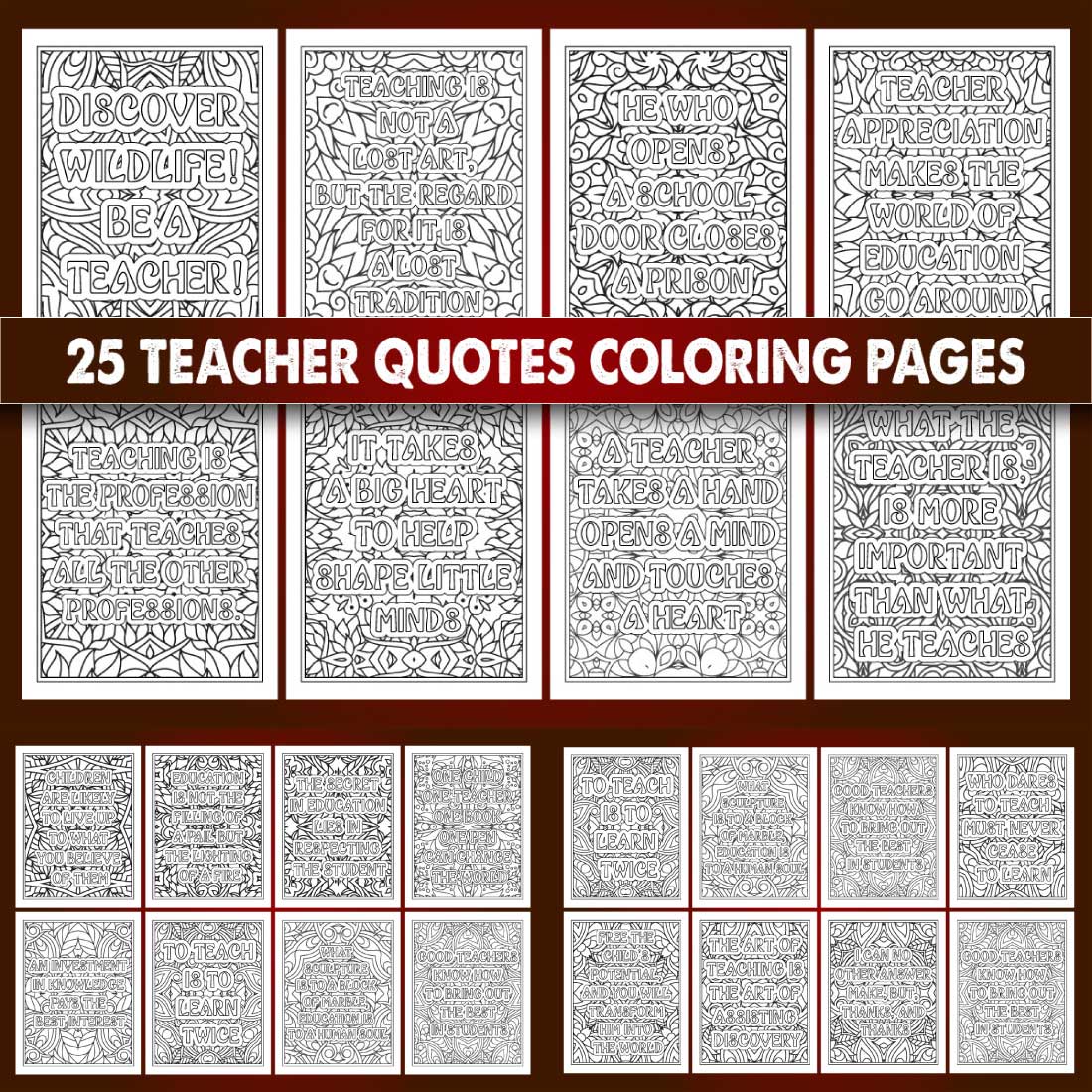 Teachers Quotes Coloring Page cover image.