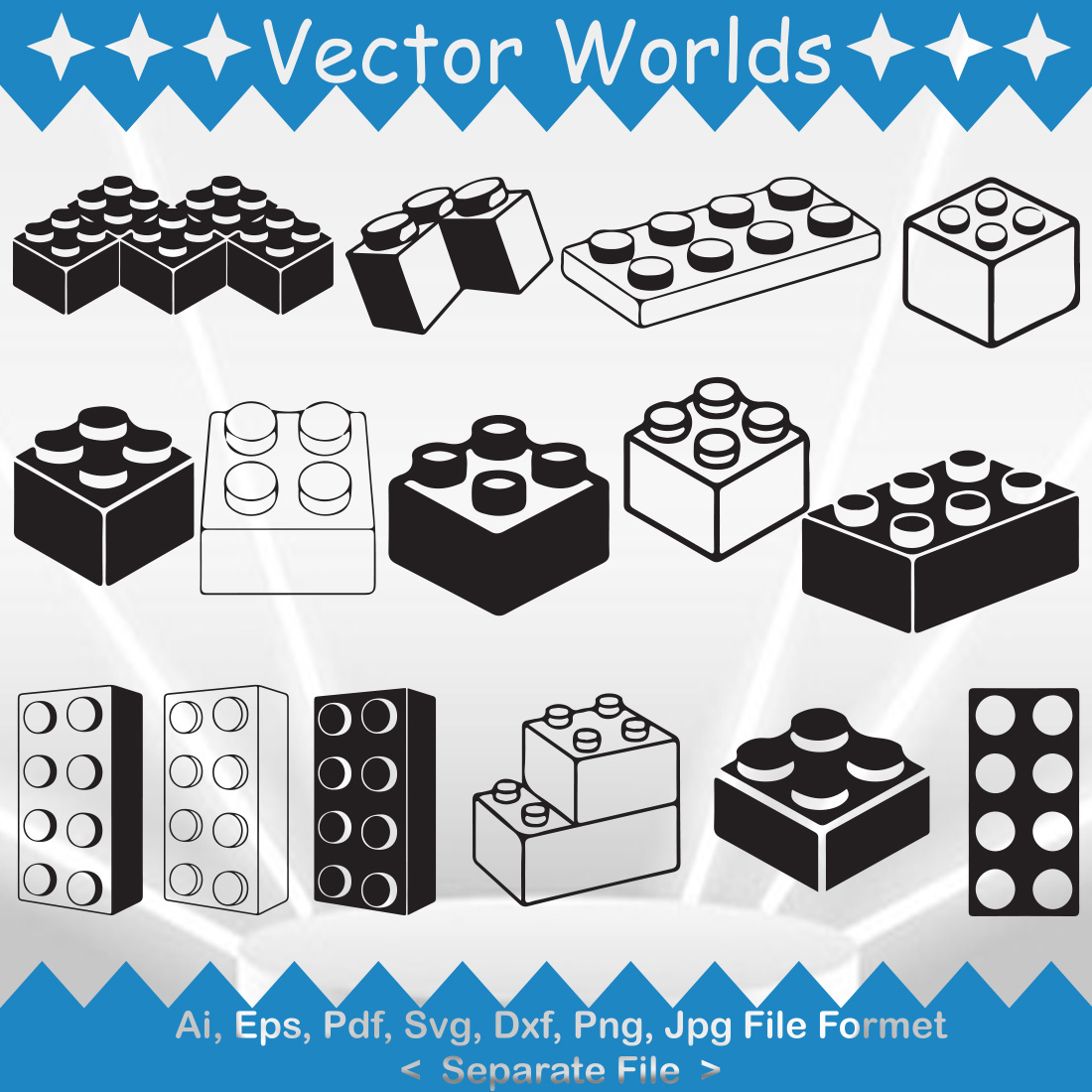 Lego bricks SVG Vector Design cover image.