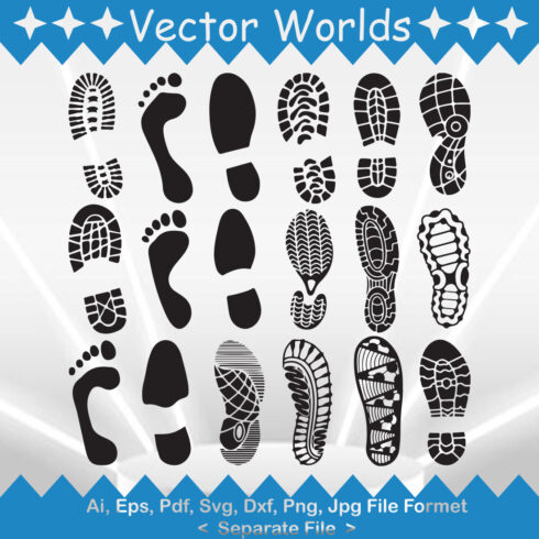 Human Shoes Footprints SVG Vector Design cover image.