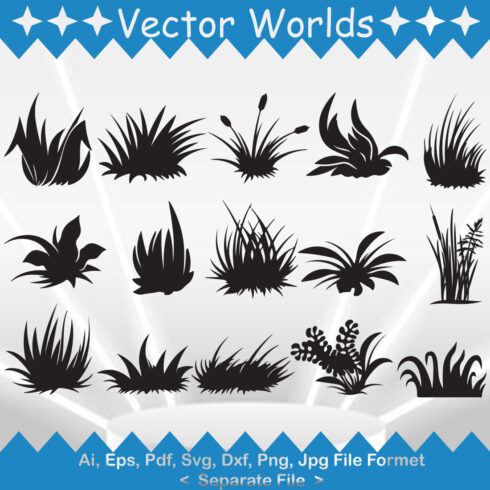Monochrome Grass SVG Vector Design cover image.