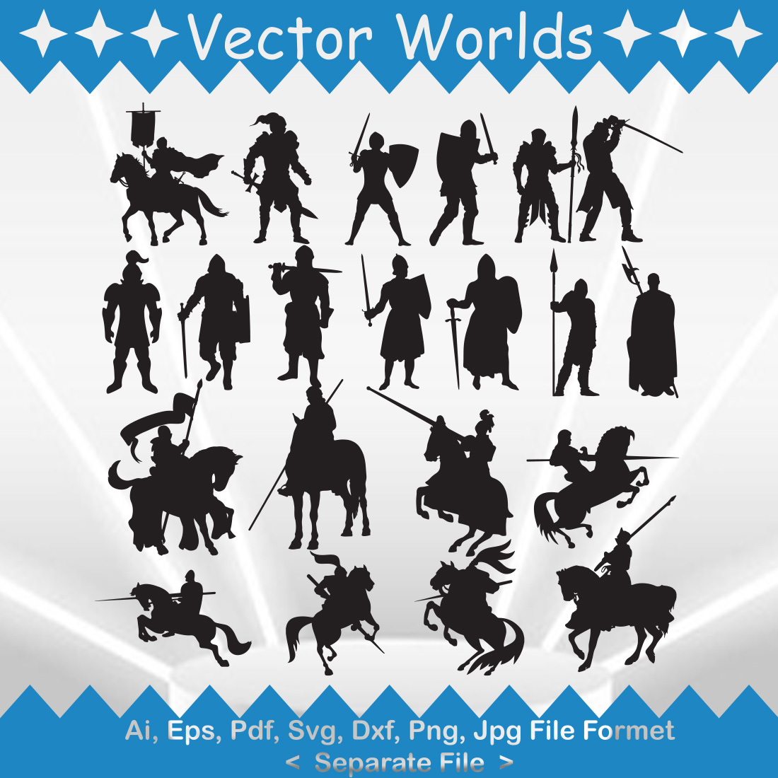 Medieval Knight SVG Vector Design preview image.