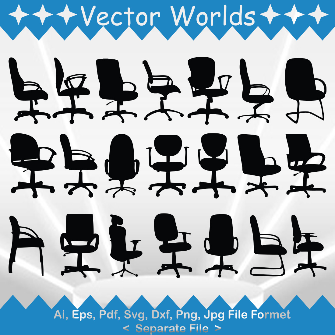 Office Chair SVG Vector Design cover image.