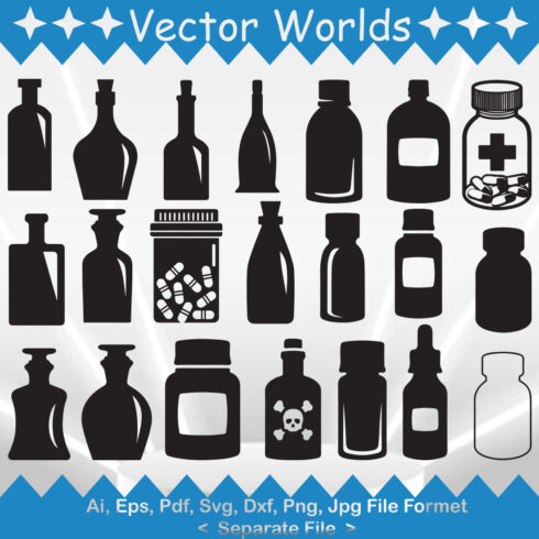 Pill Bottle SVG Vector Design cover image.