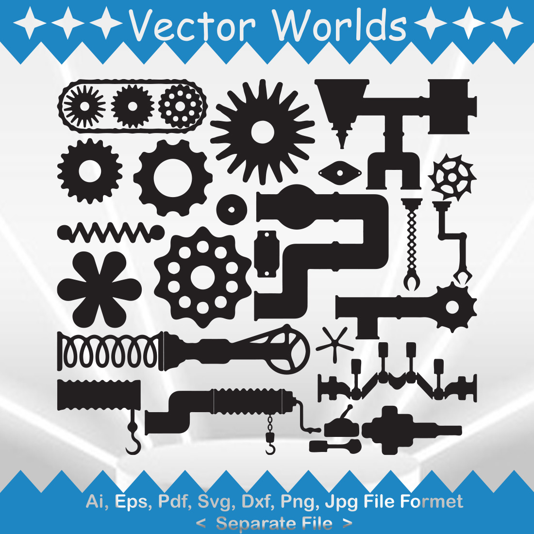 Machine Parts SVG Vector Design preview image.