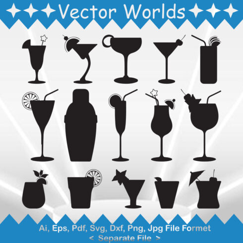 Martini Glass SVG Vector Design cover image.