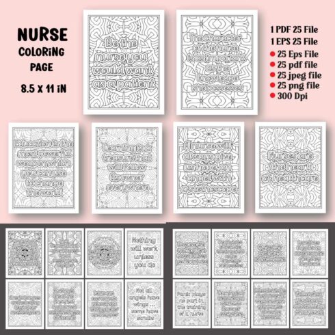 Nurse Quotes Coloring Page for Adults KDP cover image.