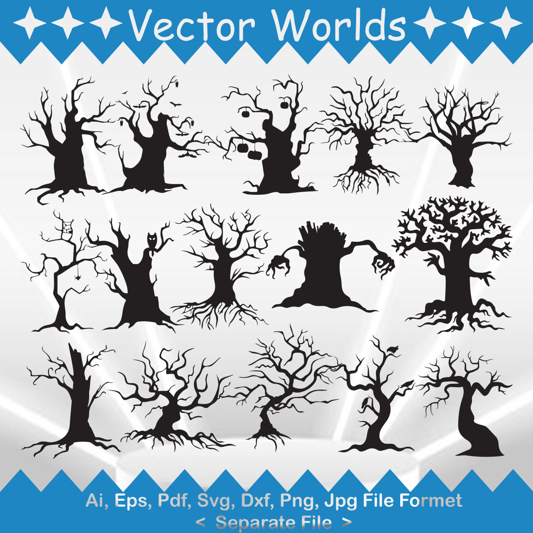 Haunted Tree SVG Vector Design preview image.