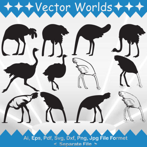 Ostrich Head In Sand SVG Vector Design cover image.