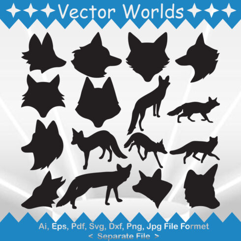 Set of silhouettes of different animals.