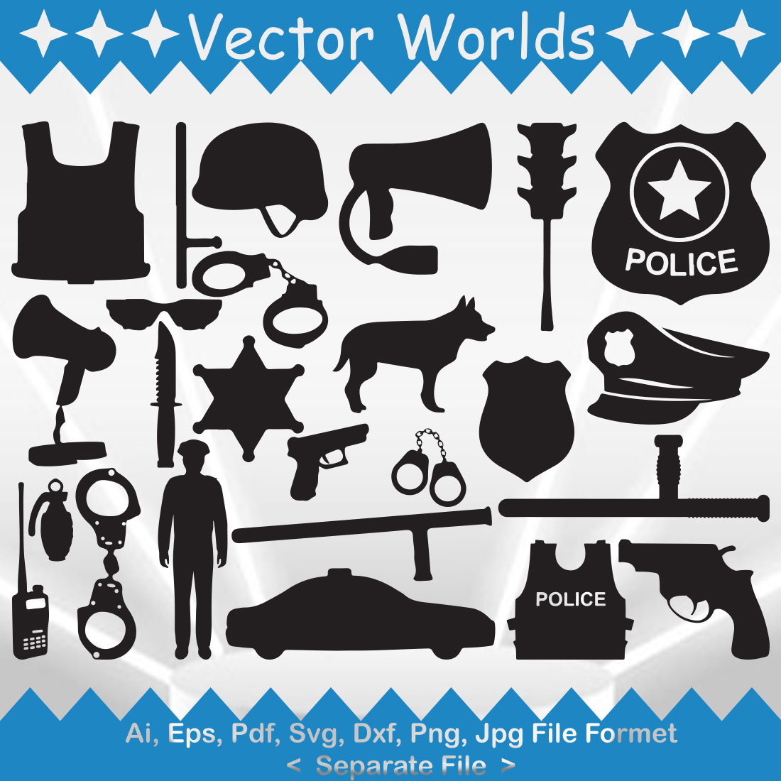 Police Equipment SVG Vector Design cover image.