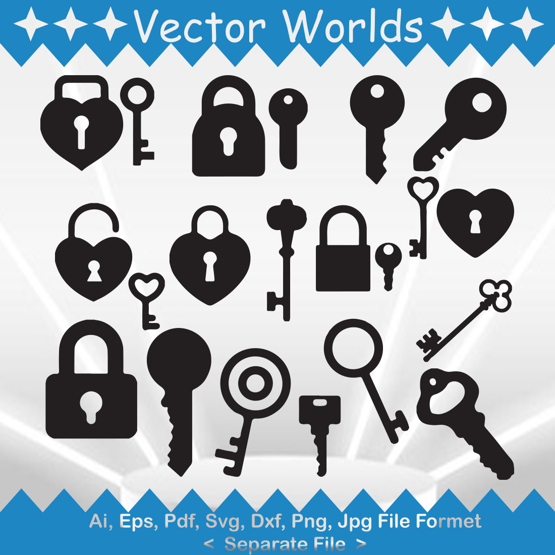 Lock and key SVG Vector Design preview image.