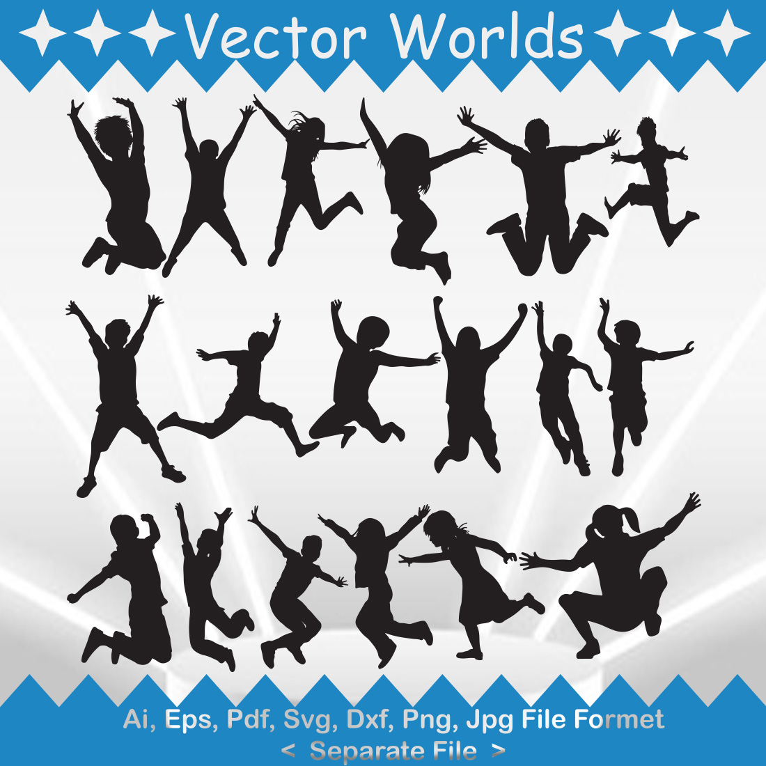 Kids Jump SVG Vector Design preview image.