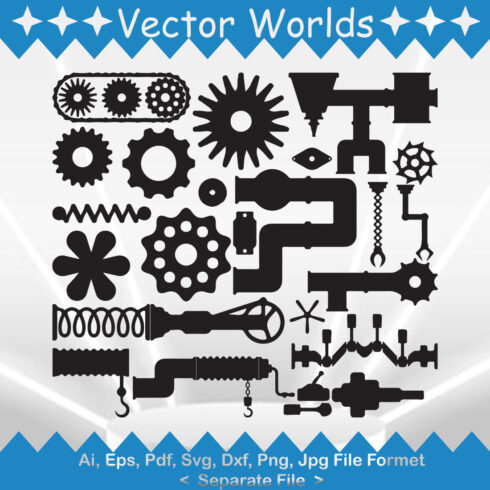 Machine Parts SVG Vector Design cover image.