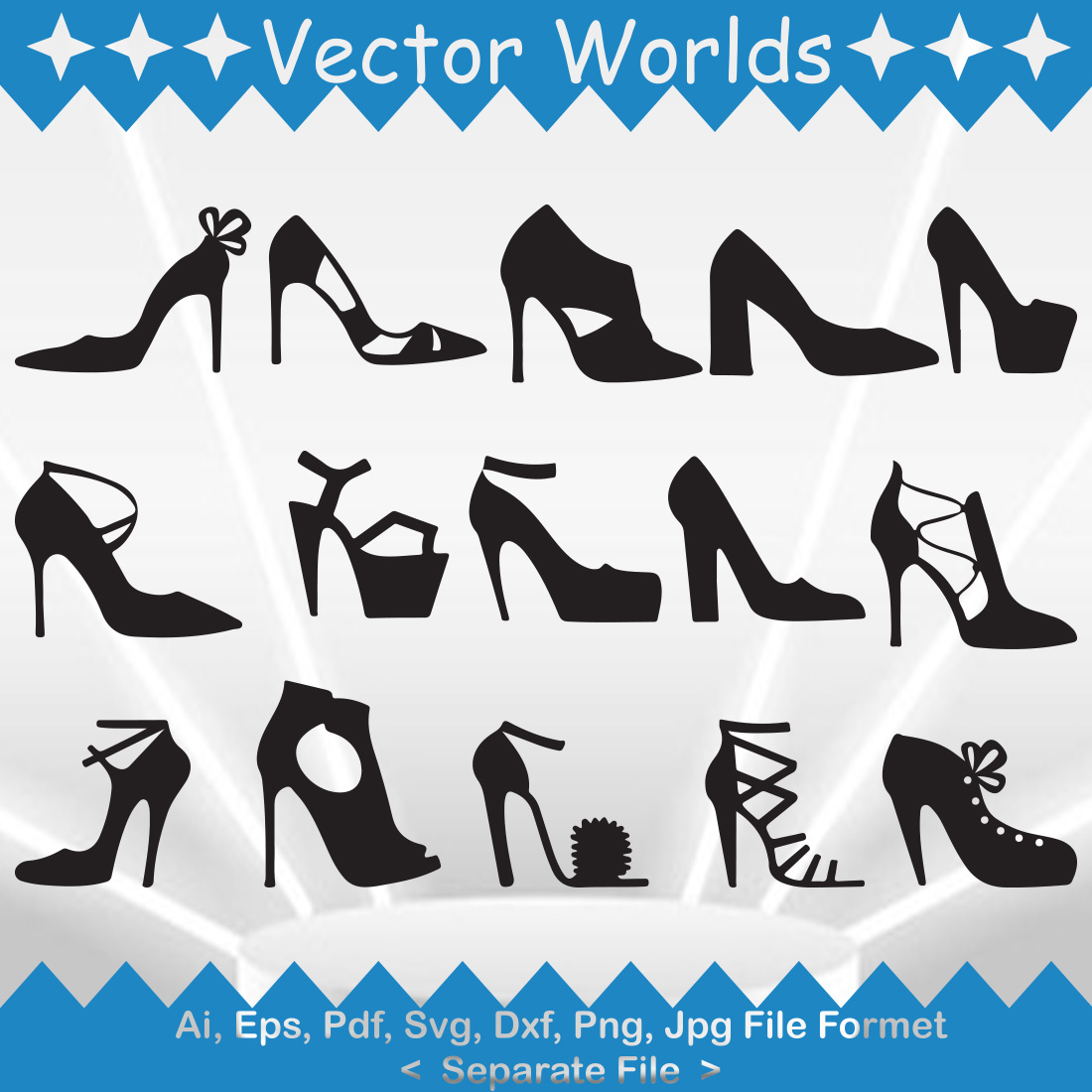 High Heel Shoes Women SVG Vector Design preview image.