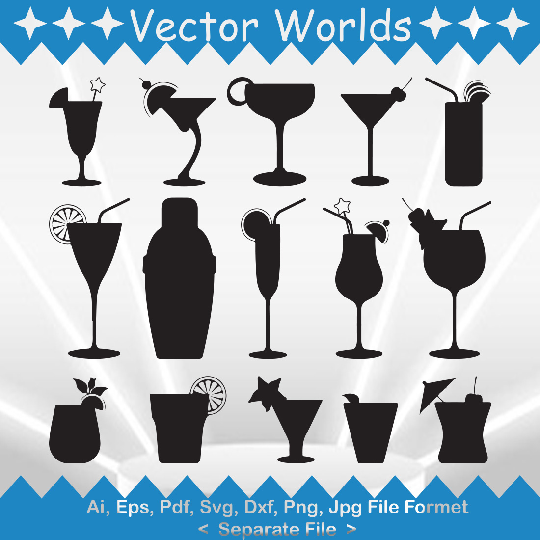 Martini Glass SVG Vector Design preview image.