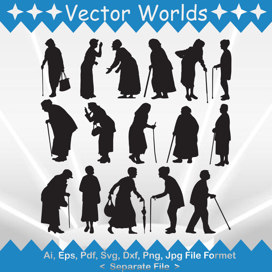 Old Woman SVG Vector Design cover image.